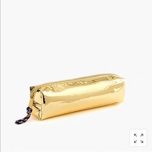 JCrew gold makeup or pencil case NWT